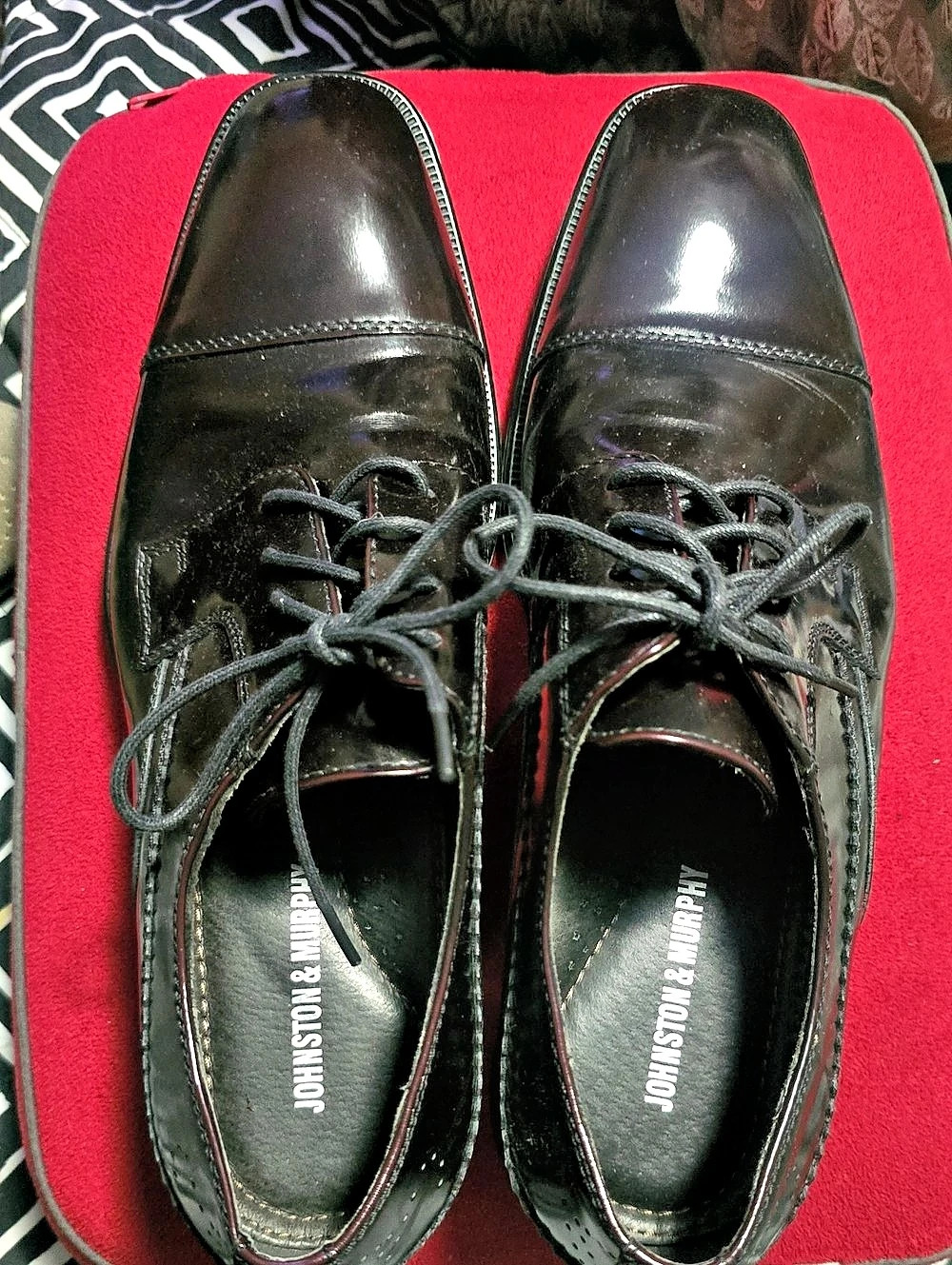 Johnston & Murphy Black Cap Toe Oxfords